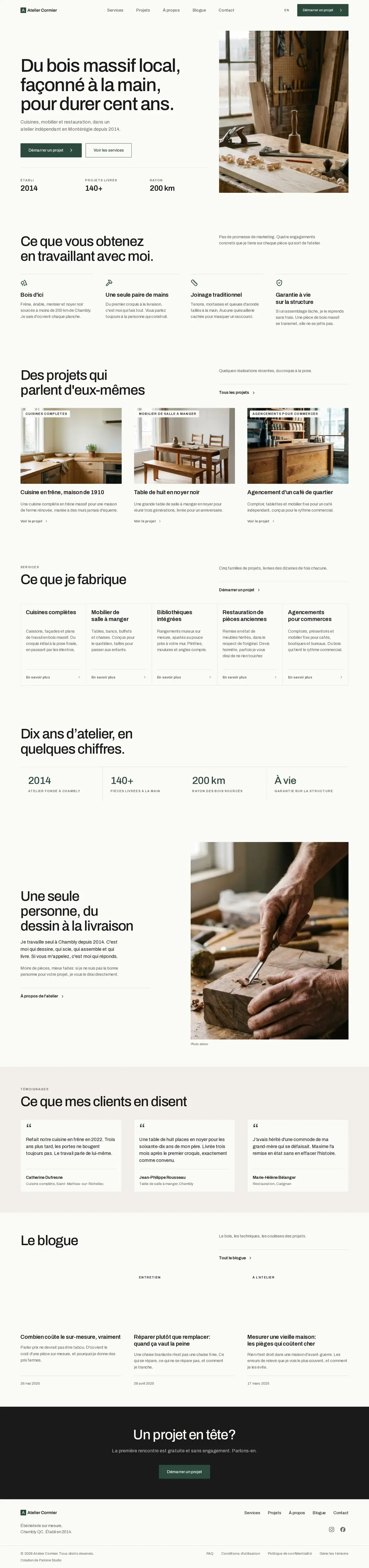Capture du site de démonstration Minimaliste